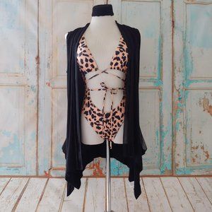 *NWOT Animal Wrap Around Bathing Swim Suit / Size S/ black and tan